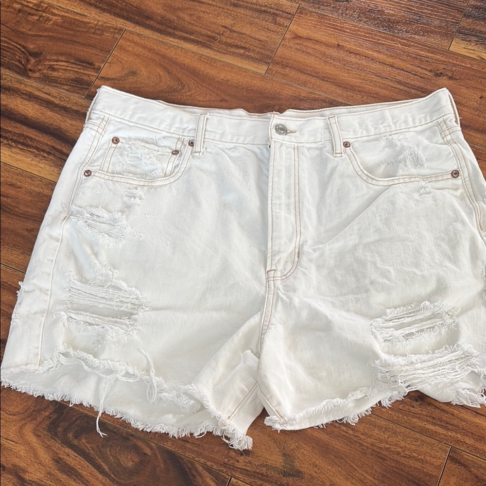 White Distressed Jean Shorts